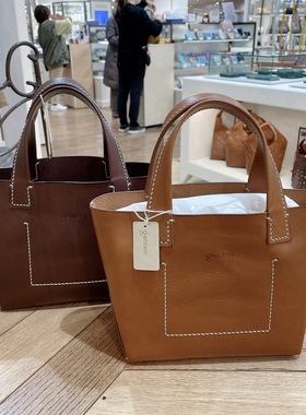 日本代购直邮 genten经典款牛皮托特手拎包 外缝线硬挺 S M L