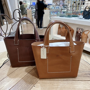 日本代购直邮 genten经典款牛皮托特手拎包 外缝线硬挺 S M L