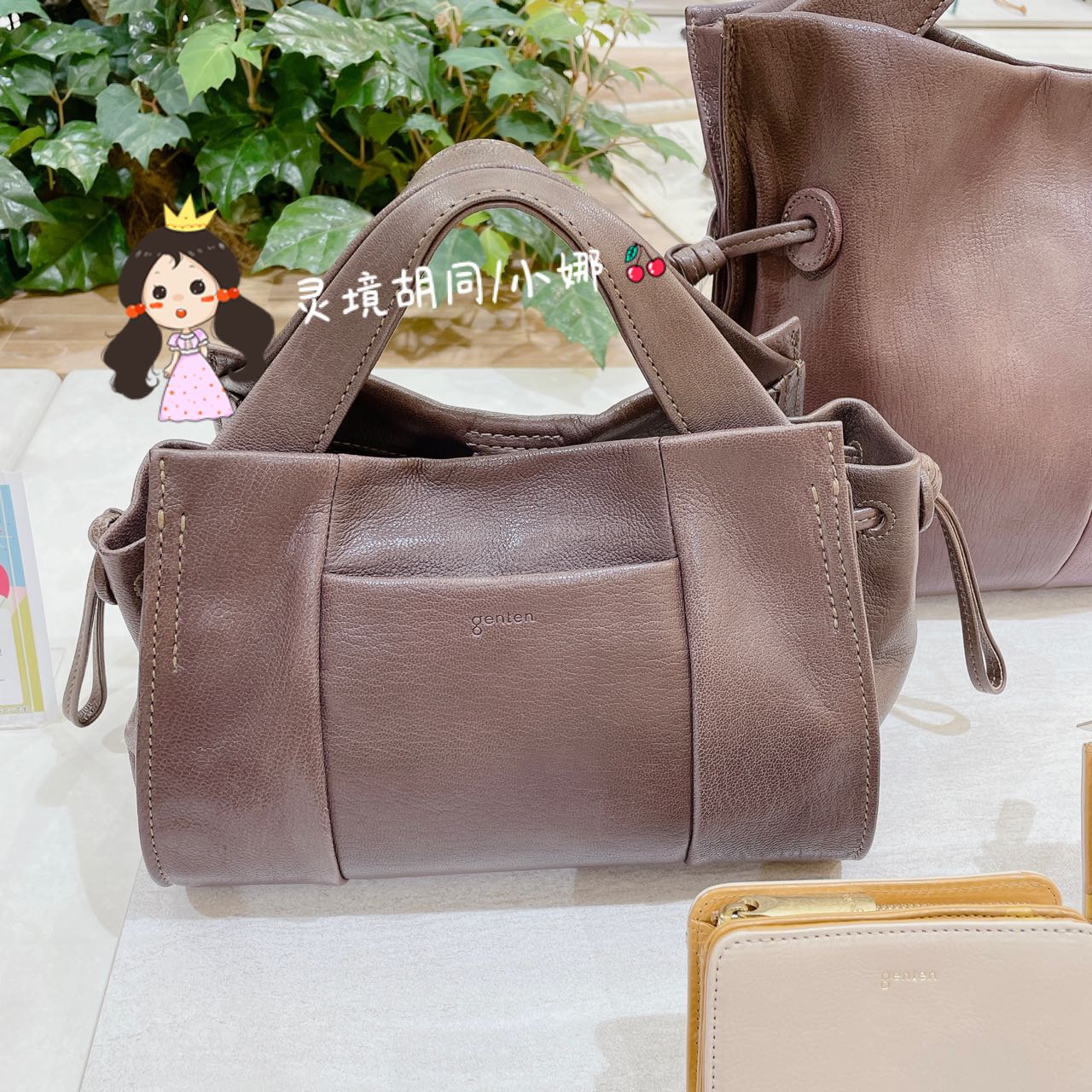 日本代购直邮 genten 山羊皮斜挎单肩包 复古日系简约森系 44154