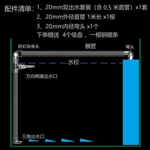 双出水底吹套件底滤鱼缸透明水管改装三角鸭嘴出水口清理一整套