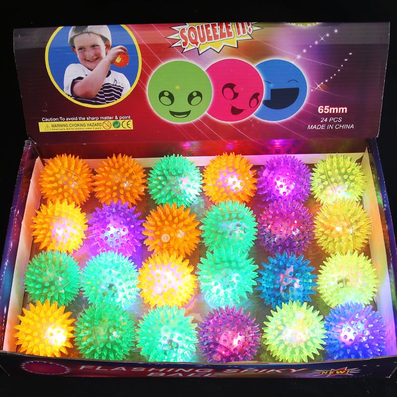 触觉按摩球发光带绳弹力跳跳球刺球儿童小奖品创意小礼品夜市摆摊