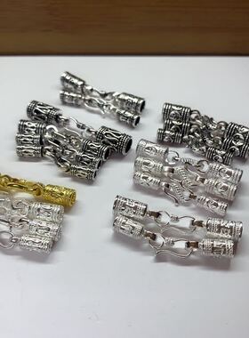 银饰品平安纹六字真言八卦收尾连接扣子diy手链项链吊钟S搭扣配件
