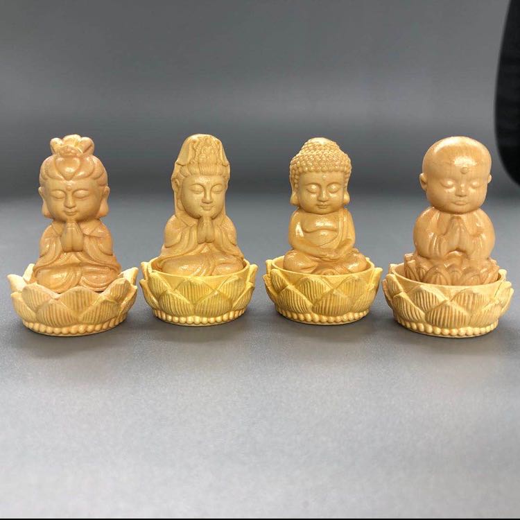黄扬木雕小件 精工雕刻配件 车挂 观音 小佛 佛手情侣款