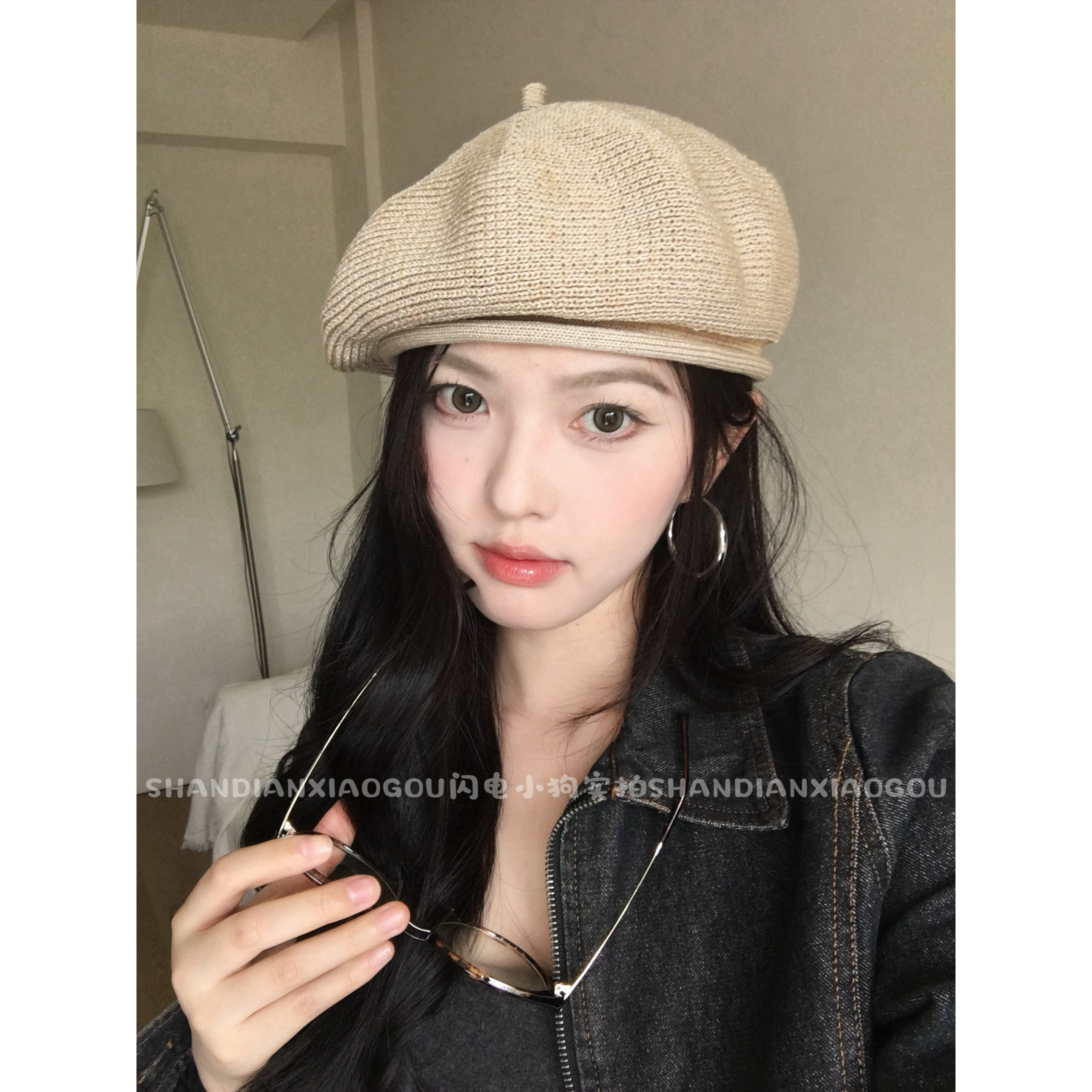 【卷边镂空针织贝雷帽】新款百搭显脸小春夏透气休闲女款