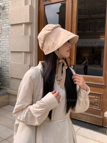 【棉麻遮阳可卷边小礼帽】日系棉麻透气帽子女韩国小众高级感休闲