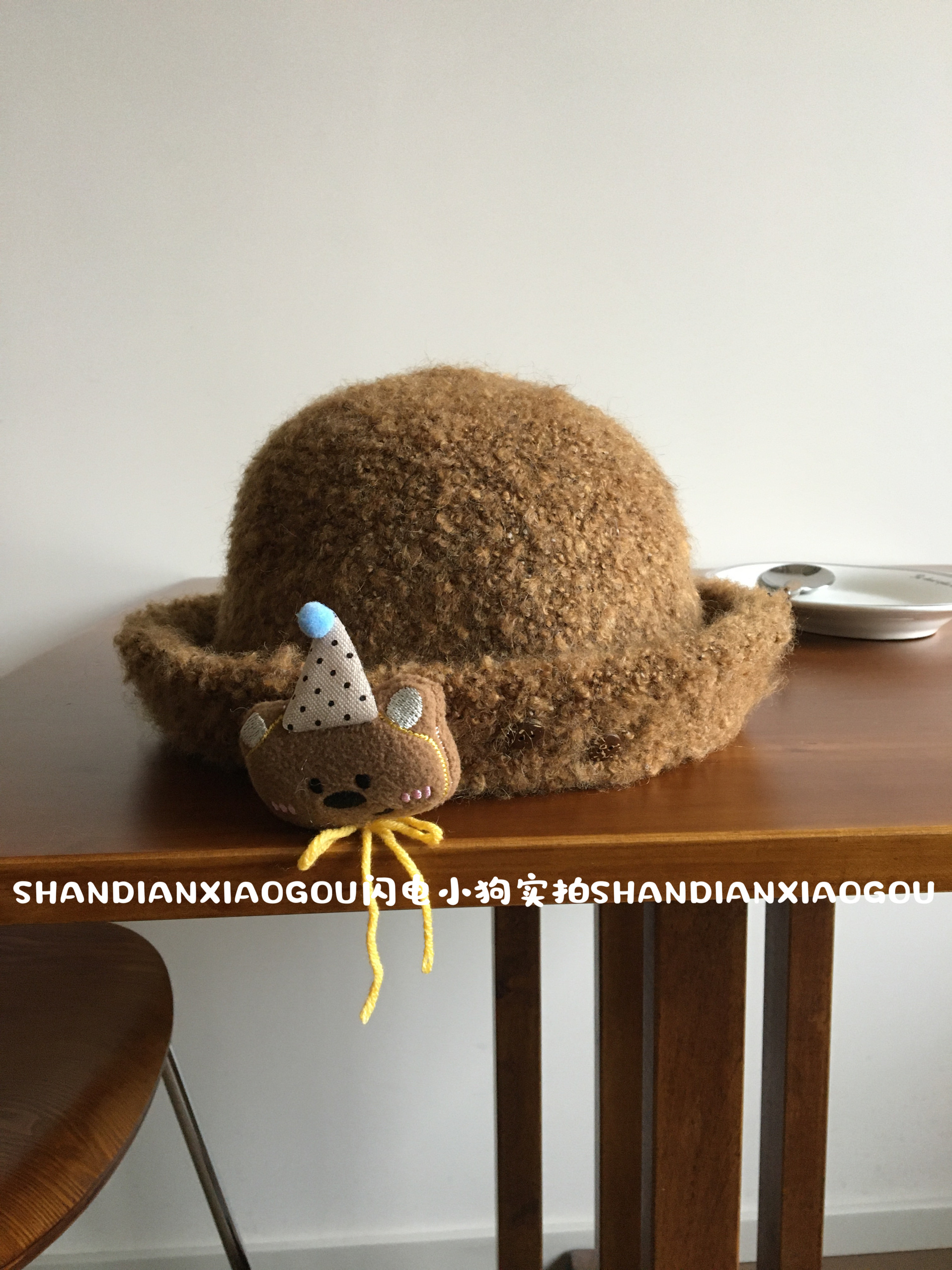 三种戴法*可拆卸小熊礼帽*可爱元气减龄甜美渔夫帽女