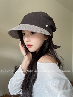 定制柞蚕丝面料 大檐蝴蝶结遮阳帽日系 简约百搭显脸小女士夏季