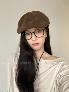 经典 高品剪裁 麂皮前进帽复古八角报童帽 款 四季