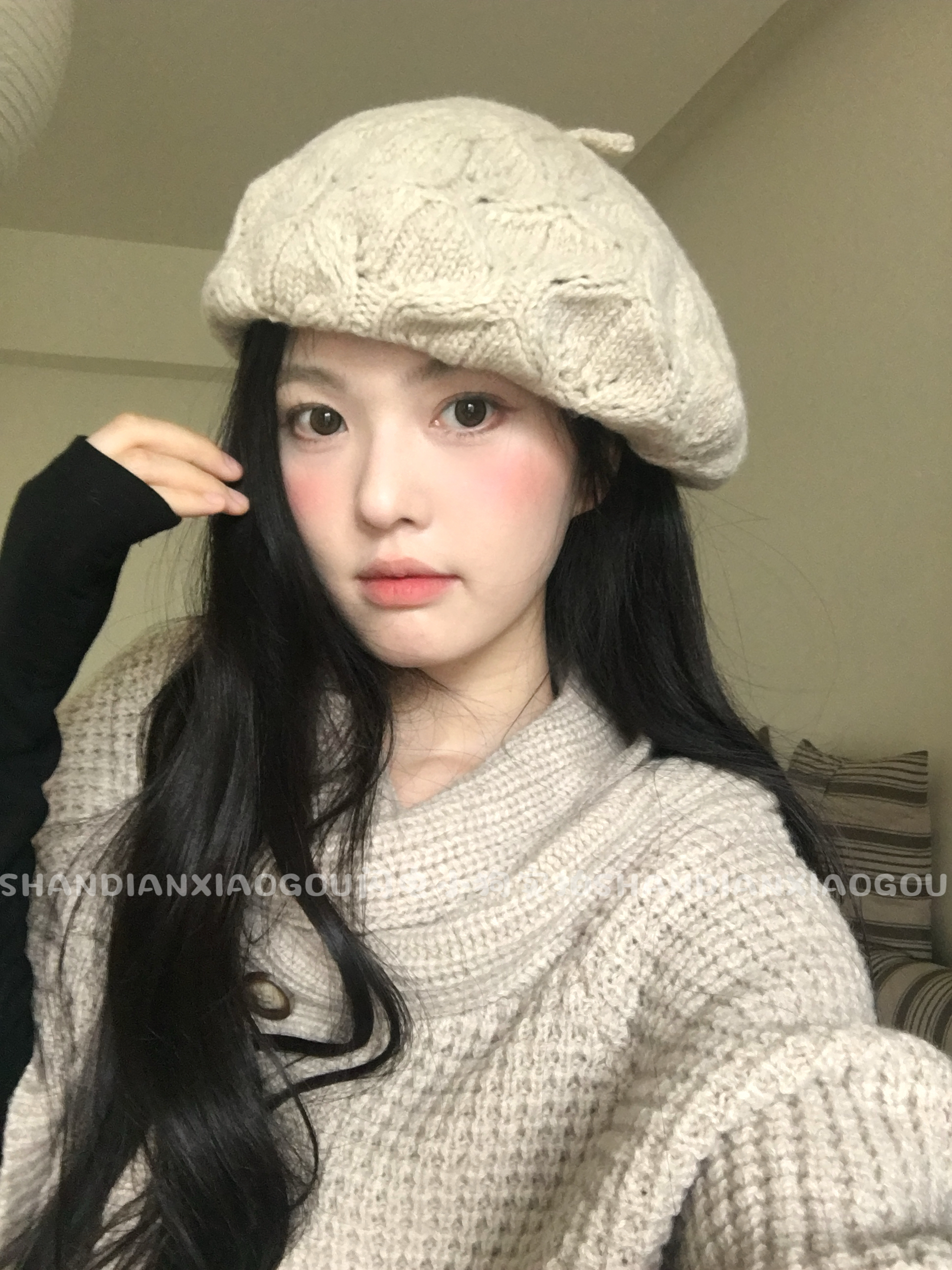 纯羊毛不扎头2025百搭针织贝雷帽女秋冬季毛线帽画家帽潮ins学生