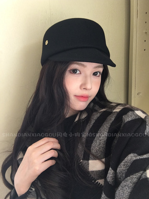 羊毛呢马术帽* 高品质小香风贝雷帽骑士礼帽海军毛毡帽女