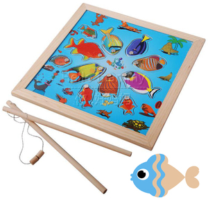 磁性海洋钓鱼 木制木质小猫钓鱼磁性 手眼协调儿童益智玩具1-3