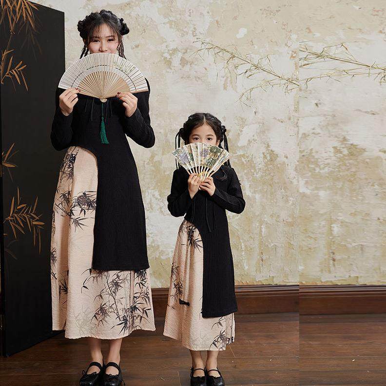 Huzhou Zhili Sweet and Sour Clothing Co., Ltd. Совместная весенняя игра родителей и детей в китайском национальном стиле для родителей и детей Изображение 1
