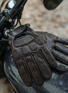 真山羊皮防摔复古机车摩托哈雷春夏秋冬季透气骑行手套