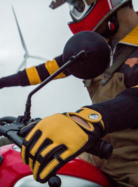 「FOGY」 春夏VMX复古鹿皮摩托车手套春真皮秋季透气全指骑行手套