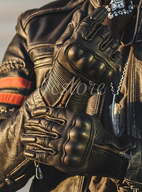 「真鹿皮」出口复古机车哈雷摩托骑行春冬秋骑行真皮手套