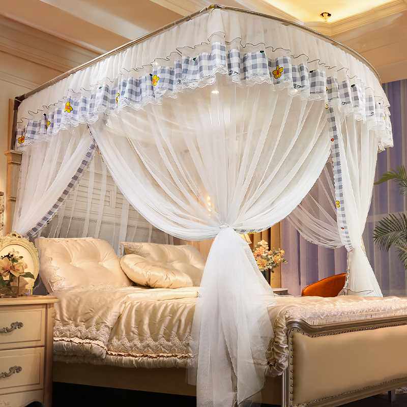 u型伸缩落地蚊帐 家用卧室宫廷公主风2022新款高端支架杆加粗加厚