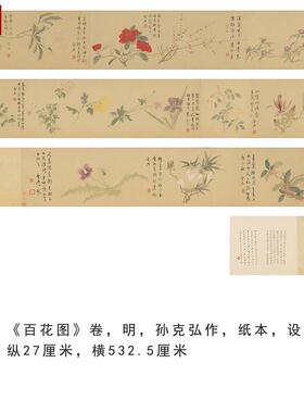 《百花图》卷明代孙克弘作纸本设色微喷复Q制临摹学习国画画稿