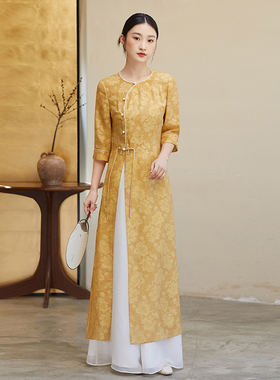 新中式黄色国风禅意风亚麻上衣套装裙子2026新款复古夏季高端女装