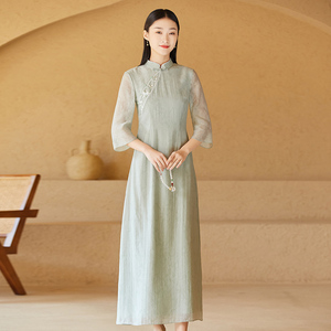 复古文艺连衣裙2026新款女旗袍改良中式高端夏季女装禅意仙女茶服
