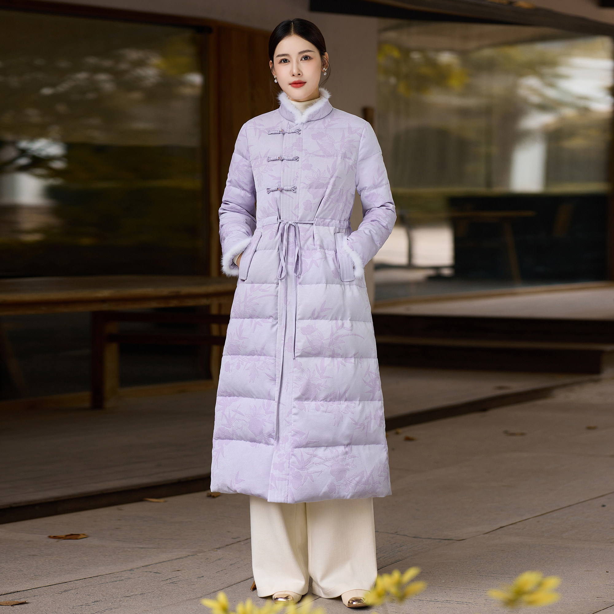 轻薄长款羽绒服女款2025新款过膝唐装新中式盘扣保暖外套秋冬女装