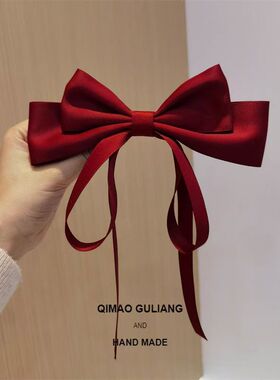 幸运红蝴蝶结鸭嘴夹学院风发夹