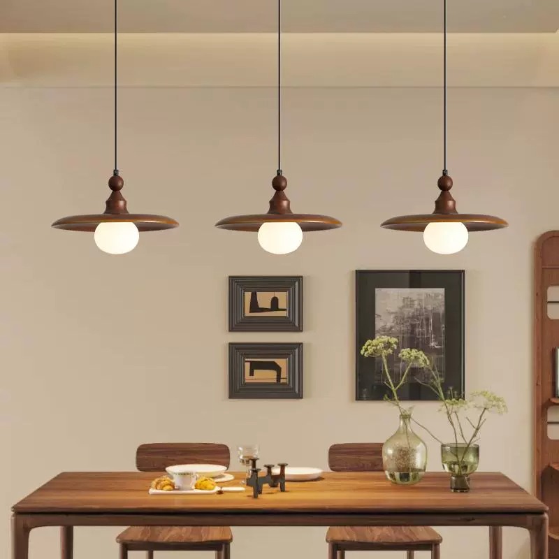 中古风餐厅吊灯餐桌灯2025年新款宋氏美学高级感法式实木复古灯具