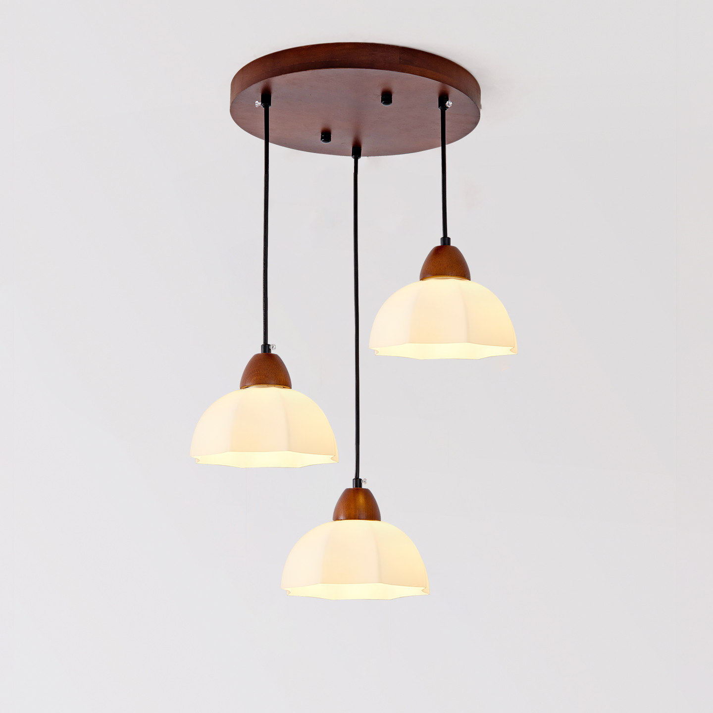 中古风餐厅吊灯家用实木饭厅餐桌三头玻璃日式复古诧寂风吧台灯