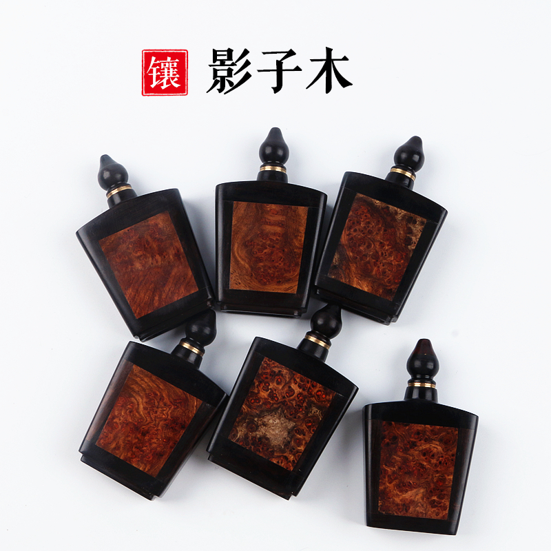 鼻烟壶木质乌木紫光檀镶嵌工艺品