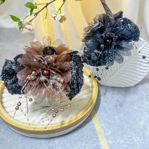 牡丹花羽毛高颜值轻奢时尚发饰