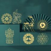 金属贴纸金属贴国风烫金敦煌贴纸儿童礼物创意小礼品壳