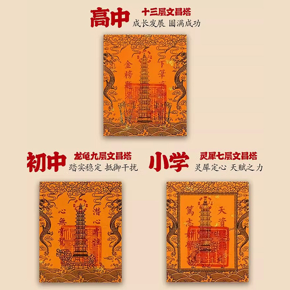 文昌塔九层十三层龙龟文曲魁星文昌贴纸贴书桌书房中高考礼物