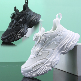 透气儿童网面运动鞋黑色男童鞋子学生老爹鞋中大童女孩休闲小白鞋