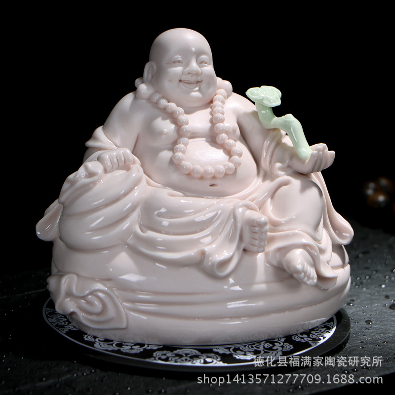 汽车车载摆件陶瓷弥勒佛车载佛像汽车小轿车高档香水座车载饰品