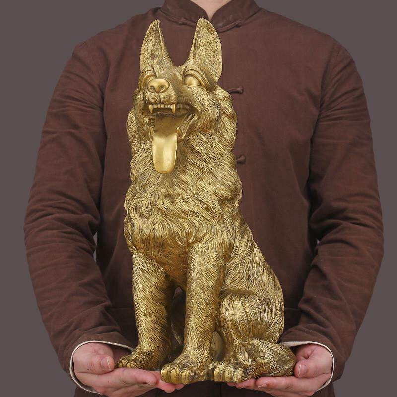 铜狼狗摆件旺宅十二生肖铜狗工艺品家居玄关入户门口装饰品