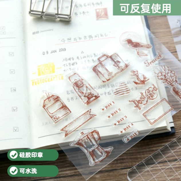 纸上文创日历英文数字硅胶印章