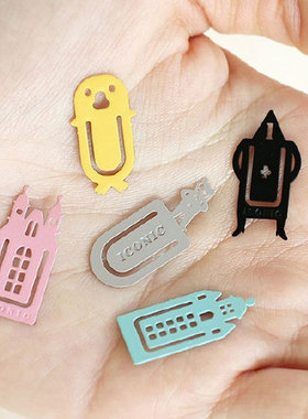 韩国可爱动物卡通定位金属书签迷你小bookmark学生分页索引装