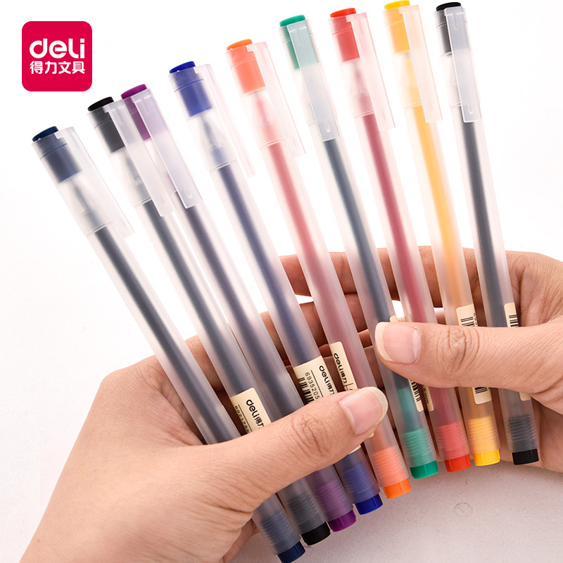 得力彩色中性笔学生本书写