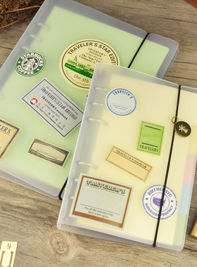 M5A5磨砂半透明PP绑带活页本a6记事本手帐笔记本文具a78日记本子