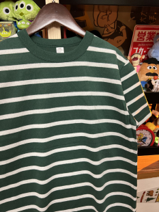 阿默的商店 美式复古vintage 条纹 纯棉300克磨毛重磅男女款情侣T