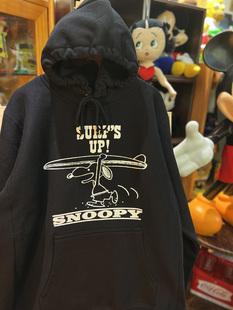 复古做旧 vintage 翻船史努比 加绒加厚连帽套头男女卫衣情侣款