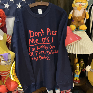 复古 情侣长袖 vintage 265克纯棉重磅 T落肩宽松 别惹我生气 美式