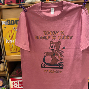 纯棉265克重磅圆领情侣T恤短袖 美式 可爱趣味小熊 vintage 复古