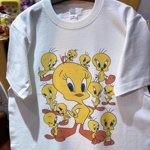 纯棉265克重磅圆领情侣T恤短袖 美式 可爱翠迪小鸟 vintage 复古