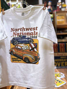 短袖 美式 小领口宽松休闲纯棉男女款 1998街头机车风 复古vintage