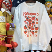 复古 vintage 水果西红柿 美式 265克纯棉重磅厚情侣长袖 T落肩宽松