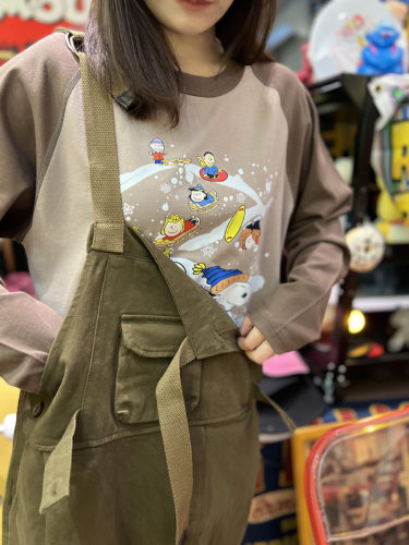 长袖美式复古厚撞色纯棉男女包邮