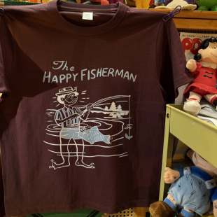 三本针重磅厚圆领情侣短袖 美式 趣味钓鱼老友 vintage T做旧 复古