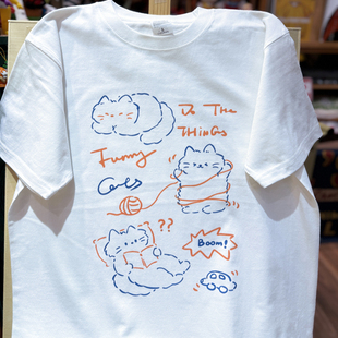 短袖 美式 小领口宽松休闲纯棉男女款 西部骑马女生 复古vintage