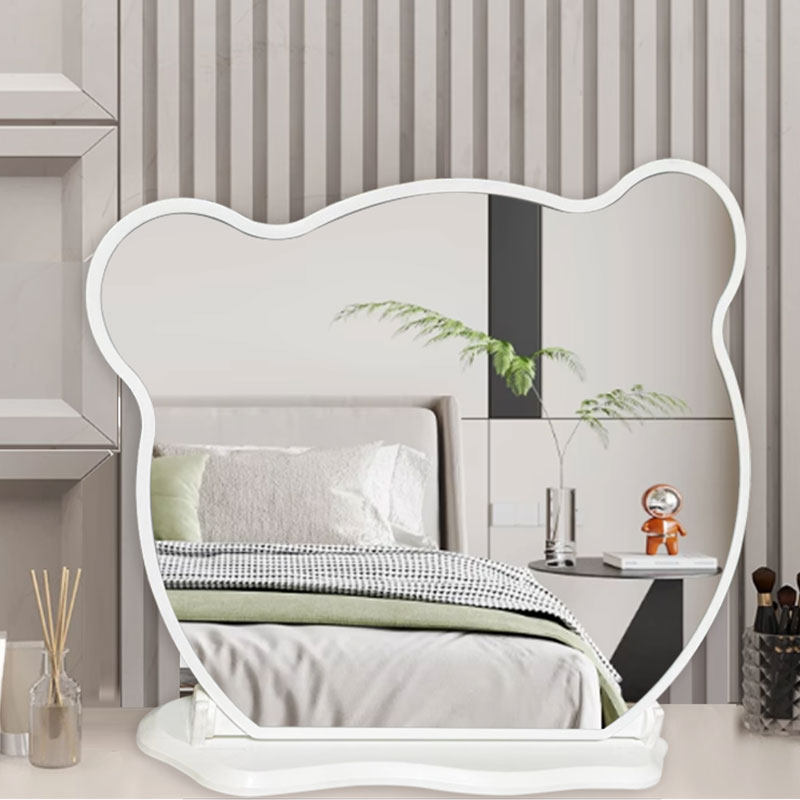 小熊镜子化妆镜家用女生卧室智能LED灯光桌面梳妆镜补光灯镜子