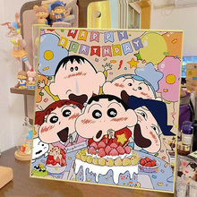 蜡笔小新diy数字油画儿童简单治愈卡通高级感颜料填充解压装饰画